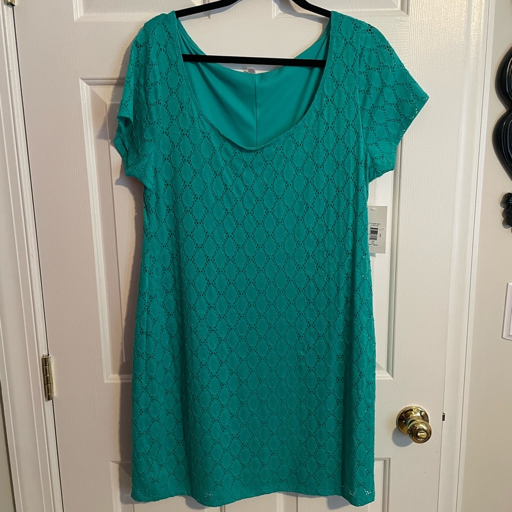 Isaac Mizrahi shift dress green teal size xxl